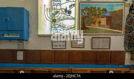 Vue intérieure de la synagogue Abuhav, Safed (Zfat), Galilée, Israël Banque D'Images