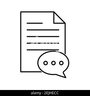 Document avec symbole de commentaire à plat. Pictogramme pour le Web. Trait. Isolé sur fond blanc. Vecteur eps10 Banque D'Images