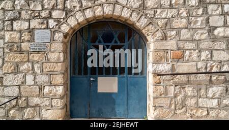 Vue de porte fermée, porte, Safed (Zfat), Galilée, Israël Banque D'Images