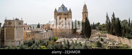 Église Sainte-Marie Abbaye et cimetière chrétien, Jérusalem, Israël Banque D'Images