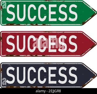 Signe de réussite - Vert rouge bleu signalisation routière avec flèche pointant vers la droite Illustration de Vecteur