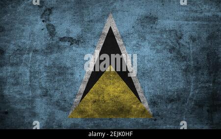 Drapeau Sainte-Lucie pinceau trait grunge fond. Illustration vectorielle. Illustration de Vecteur