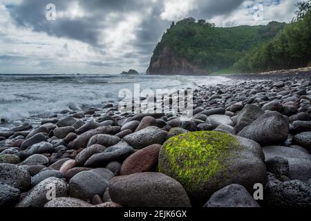 Pololu Valley Beach sur la Big Island Oh Hawaii Banque D'Images