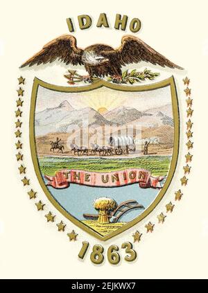 Armoiries historiques de l'État du territoire de l'Idaho. Banque D'Images