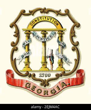 Armoiries historiques de l'État de Géorgie. Banque D'Images