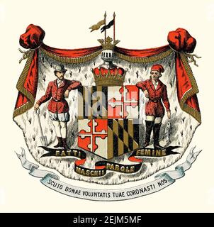 Armoiries historiques de l'État du Maryland. Banque D'Images