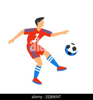 Joueur de football abstrait en rouge avec balle. Joueur de football isolé sur fond blanc. Coupe du monde de football. Joueur de football en Russie. Couleurs imbécile Illustration de Vecteur