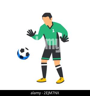 Gardien de but de football joueur de football abstrait vert avec ballon. Sportifs de football isolés sur fond blanc. Joueur de football en Russie. St. Plate Illustration de Vecteur