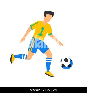 Joueur de football jaune abstrait avec ballon. Joueur de football isolé sur fond blanc. Coupe du monde de football. Joueur de football en Russie. Couleurs imbécile Illustration de Vecteur