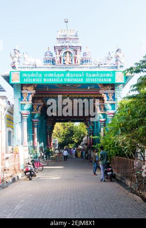 Manakula Vinayagar lieu de culte/ Temple à Pondichéry, Tamil Nadu, Inde Banque D'Images