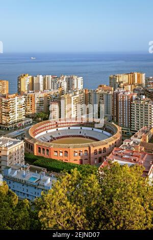 Bullring à Malaga, Espagne, vue d'en haut Banque D'Images