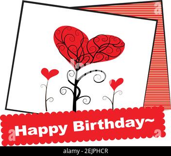 carte d'anniversaire à motif vectoriel en forme de coeur bordure Illustration de Vecteur