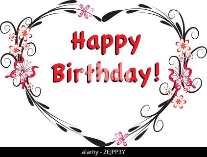 carte d'anniversaire à motif vectoriel en forme de coeur bordure Illustration de Vecteur