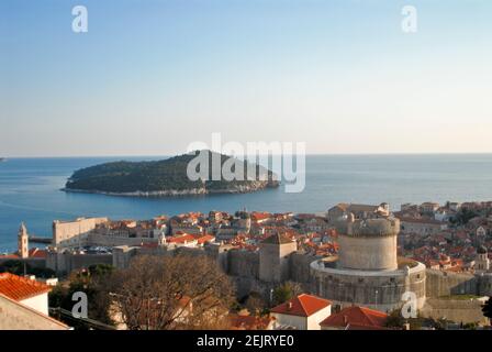 L'île de Lokrum, Dubrovnik, Croatie. Vue panoramique vue de dessus Banque D'Images