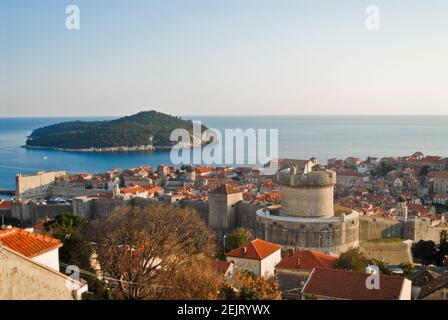 L'île de Lokrum, Dubrovnik, Croatie. Vue panoramique vue de dessus Banque D'Images