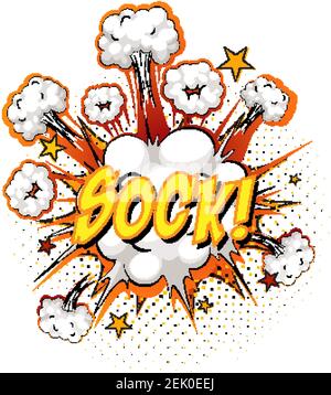 SOCK text on comic Cloud explosion isolé sur fond blanc illustration Illustration de Vecteur