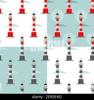 modèle phare sans couture sur fond bleu Illustration de Vecteur