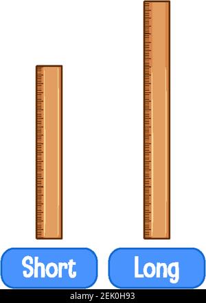 Mots adjectifs opposés avec une règle courte et une règle longue Illustration de Vecteur