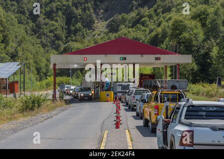 Poste frontière Argentine-Chili à l'ouest de Villa Pehuenia, Neuquen Banque D'Images