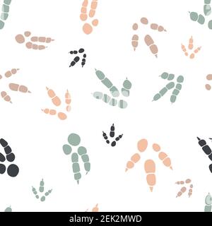 Traces d'empreinte de dinosaures. Motif sans couture de couleur minimal. Arrière-plan avec patte, griffe prédateur. Motif sans couture avec empreinte de dinosaure parfait pour le textile, l'emballage, le papier peint et le design Illustration de Vecteur