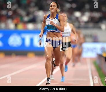 Photo du dossier datée du 03-10-2019 de Katarina Johnson-Thompson, en Grande-Bretagne. Date de publication : le mardi 23 février 2021. Banque D'Images