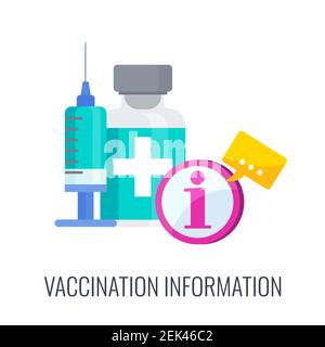 Calendrier de vaccination. Médecin avec une énorme seringue et dose de vaccin. Illustration de Vecteur