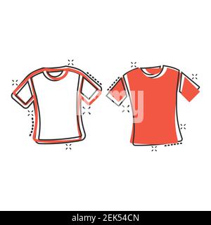 Icône de t-shirt dans le style comique. Vêtements décontractés illustration vectorielle de dessin animé sur fond blanc isolé. Polo Wear effet éclaboussures concept d'entreprise. Illustration de Vecteur