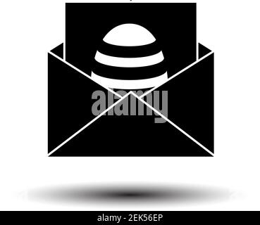 Enveloppe avec icône oeuf de Pâques. Noir sur fond blanc avec ombre. Illustration vectorielle. Illustration de Vecteur