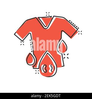 Icône de lavage de tee-shirt dans un style comique. Vêtements DRY dessin vectoriel de dessin animé sur fond blanc isolé. Chemise blanchisserie effet éclaboussures entreprise conceps Illustration de Vecteur