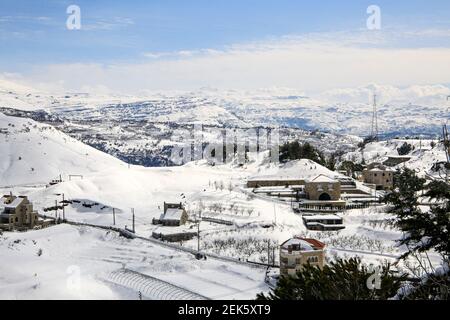 Neige à Gatta El Joz - Kessrouan montagnes du Liban - février 2021 Banque D'Images