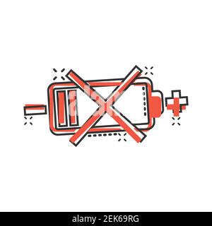 Icône de charge de la batterie en style comique. Illustration vectorielle de niveau de puissance sur fond blanc isolé. Accumulateur au lithium effet de destruction c Illustration de Vecteur