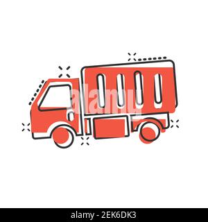 Icône camion de livraison en style comique. Illustration vectorielle Van sur fond blanc isolé. Concept commercial effet de destruction de voiture utilitaire. Illustration de Vecteur