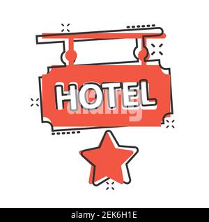 Hôtel 1 étoile icône en style comique. Illustration vectorielle Inn sur fond blanc isolé. Information sur la chambre de l'auberge Splash Effect Business co Illustration de Vecteur