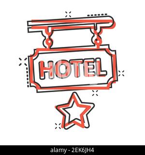 Hôtel 1 étoile icône en style comique. Illustration vectorielle Inn sur fond blanc isolé. Information sur la chambre de l'auberge Splash Effect Business co Illustration de Vecteur