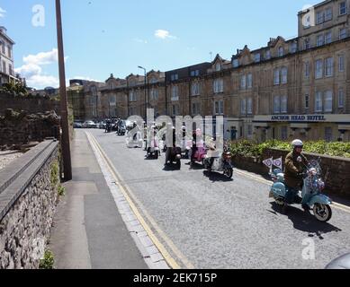 Bank Holiday scooter cavaliers rallye Weston-super-Mare Somerset le samedi 4 Mai 2019 Banque D'Images