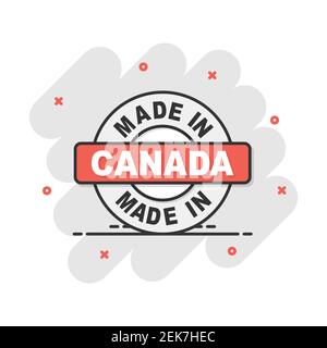 Dessin animé fait au Canada en style comique. Pictogramme d'illustration fabriqué. Concept commercial des panneaux de production. Illustration de Vecteur