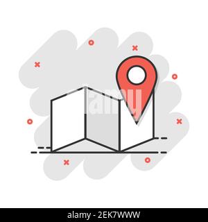 Carte Cartoon icône pin dans le style comique. Gps localisation illustration pictogramme. Inscrivez-vous destination affaires splash concept. Illustration de Vecteur