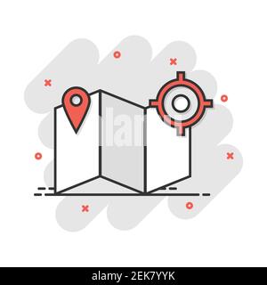 Carte Cartoon icône pin dans le style comique. Gps localisation illustration pictogramme. Inscrivez-vous destination affaires splash concept. Illustration de Vecteur