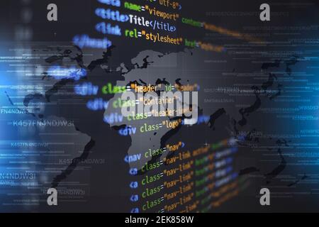 langage de programmation html de codage web pour le site web front-end mix média arrière-plan Banque D'Images