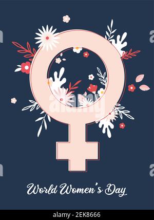Carte de vœux ou modèle de carte postale pour la Journée mondiale de la femme. Affiche internationale de la fête des femmes avec une femme, une femme. Bonne fête des mères. Illustration de Vecteur