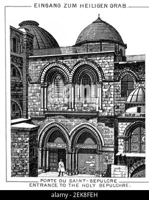 Asien, Vorderasien, Israël, Jérusalem, Heilige Grabeskirche , Motiv aus dem Leporello ' Jerusalem ' , Verlag nicht bekannt, wahrscheinlich herausgegeben in den 1880er Jahren - 1890er Jahren , umgewandelt in Schwarz-Weiß ./ Asie, Asie occidentale, Israël, Jérusalem, vieille ville de Jérusalem, Église du Saint-Sépulcre , maison d'édition inconnue peut-être publié dans les 1880e - 1890e , converti en noir et blanc . Banque D'Images