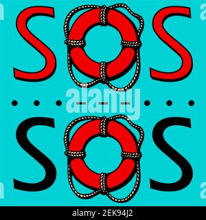 SOS. Le signal de détresse international en télégraphie à l'aide du code Morse. Illustration de Vecteur