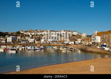 St. Ives Cornwall, Southwast, plage de Cornish, paysage marin, plage de Cornish, St Ives Cornwall, le port, la baie et les environs. Banque D'Images