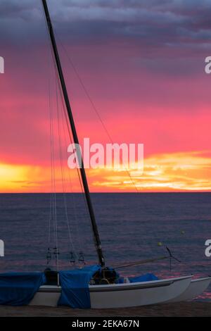 plage au coucher du soleil sur la côte de gérone, à pals costa brava Banque D'Images