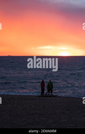 plage au coucher du soleil sur la côte de gérone, à pals costa brava Banque D'Images