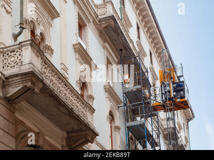 nettoyage et restauration de la façade d'un bâtiment Banque D'Images