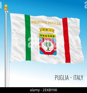 Puglia, drapeau de la région, République italienne, illustration vectorielle Illustration de Vecteur