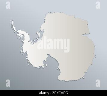 Carte de l'Antarctique, division administrative avec noms, papier de carte blanc bleu 3D vierge Banque D'Images