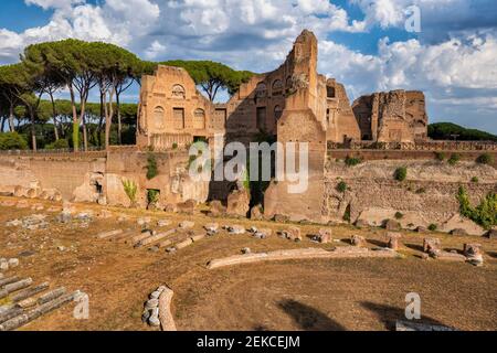 Italie, Rome, Mont Palatin, Hippodrome de Domitian ou Stadio Palatino, ancien stade romain Banque D'Images