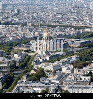 France, Ile-de-France, Paris, vue aérienne du complexe des Invalides et des bâtiments environnants Banque D'Images